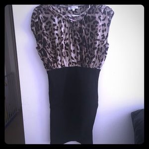 Black leapord print dress